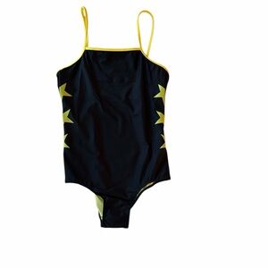 nununu Black One-Piece Swimsuit with Yellow Star Trim